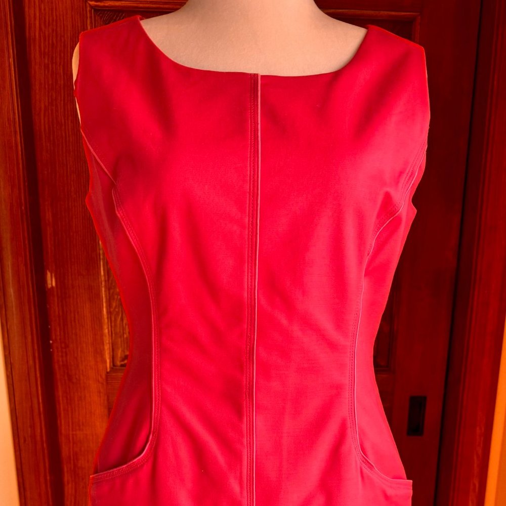Tahari Structured Lined Sheath Dress, Poppy, Size 12 EUC